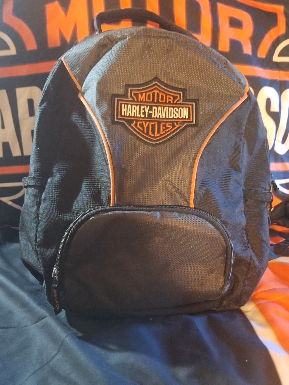 Harley-Davidson Black with Orange Trim Men's Backpack